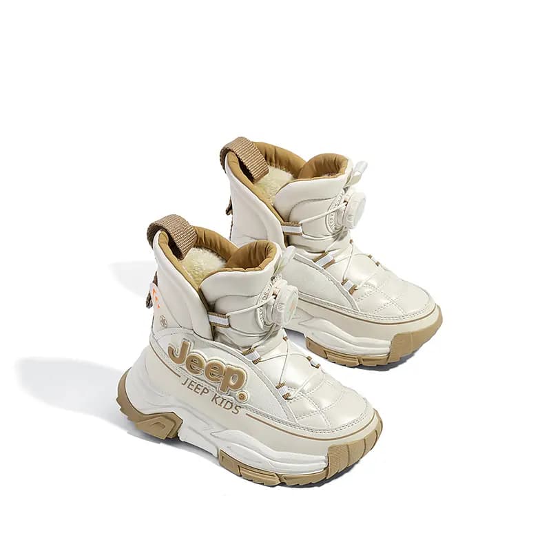 Jeep Anti-Slip And Wear-Resistant Warm Kids Snow Boots Beige Khaki Kids' 3
