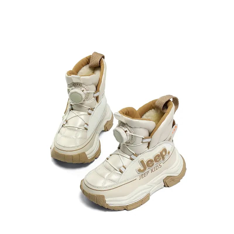Jeep Anti-Slip And Wear-Resistant Warm Kids Snow Boots Beige Khaki Kids' 5