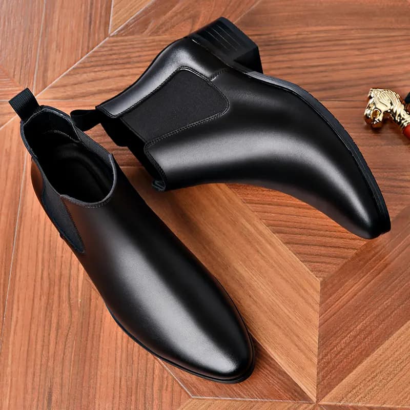KAQIAODI Split Cowhide Leather Anti-Slip Wear-Resistant British Fashion Short Chelsea Boots Men's 6