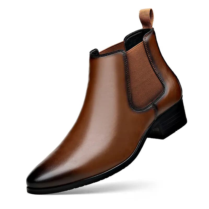 KAQIAODI Split Cowhide Leather Anti-Slip Wear-Resistant British Fashion Short Chelsea Boots Men's 23