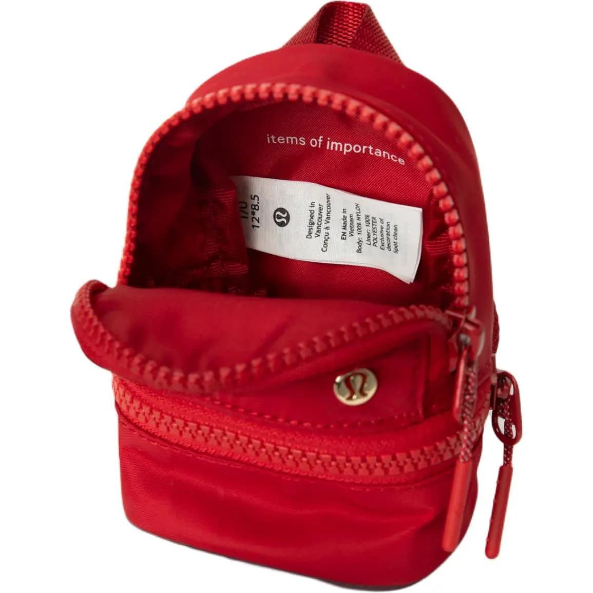lululemon City Adventurer Casual Solid Color Zipper Closure Polyester Storage Pouch Nano Women's Red 3