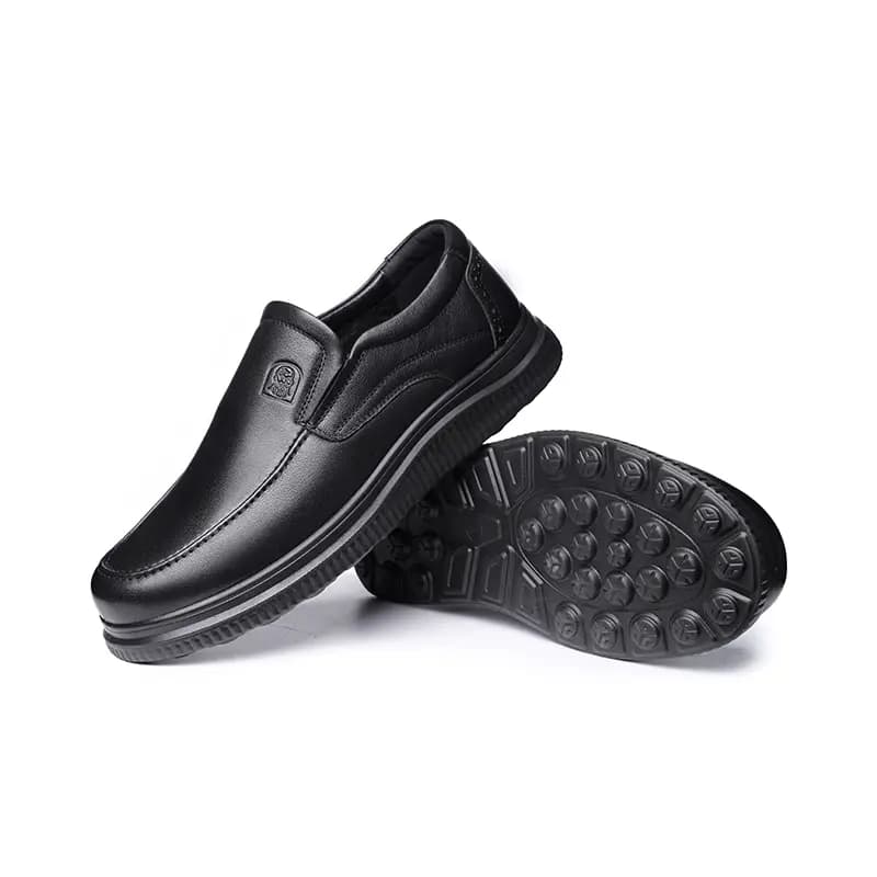 LAORENTOU Top-Grain Cowhide Leather Comfortable Versatile Trendy Casual Shoes Men's Black 4