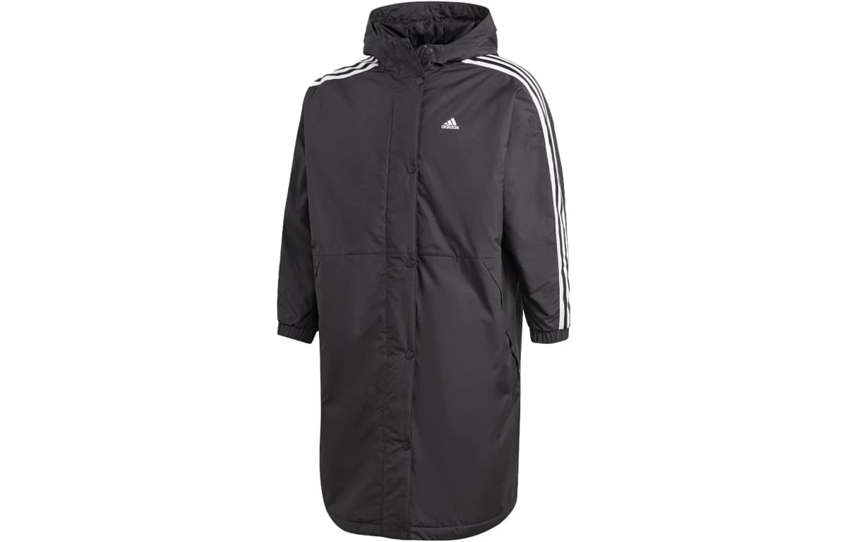 adidas Colorblock Stripe Zip Mid-Length Puffer Jacket Japan Edition Women's Black