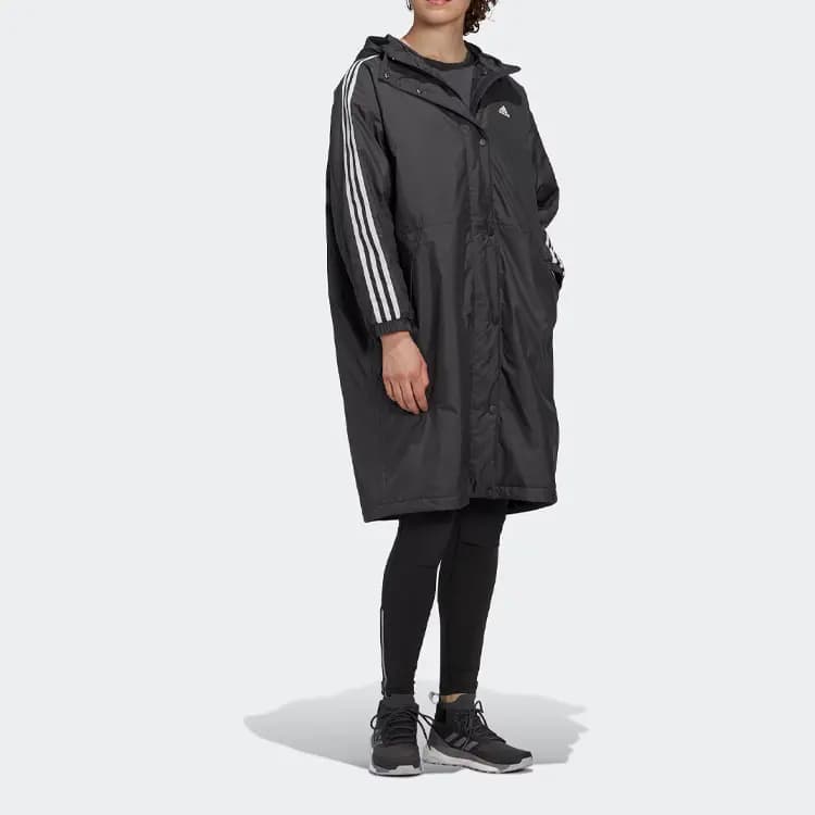 adidas Colorblock Stripe Zip Mid-Length Puffer Jacket Japan Edition Women's Black 6