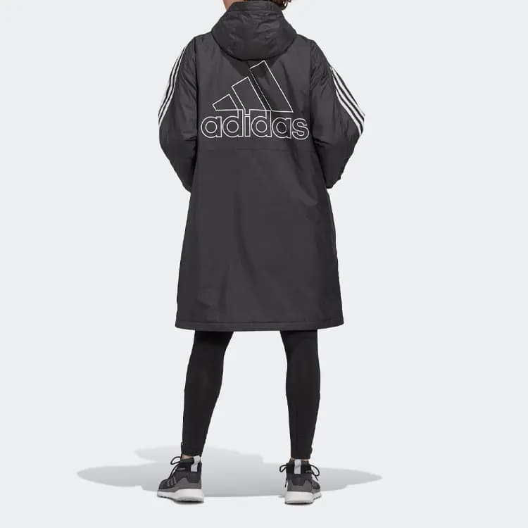 adidas Colorblock Stripe Zip Mid-Length Puffer Jacket Japan Edition Women's Black 4