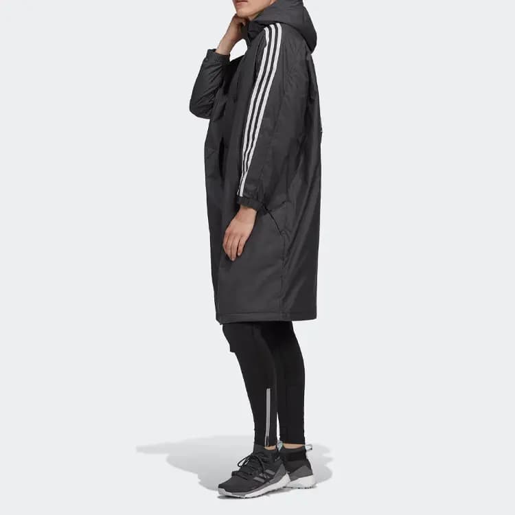 adidas Colorblock Stripe Zip Mid-Length Puffer Jacket Japan Edition Women's Black 5