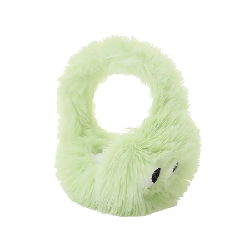 VIVIWELL Cute Big Eyes Foldable Winter Ear Protection Warm Ear Muffs Women's White Purple Pink Apple Green 7