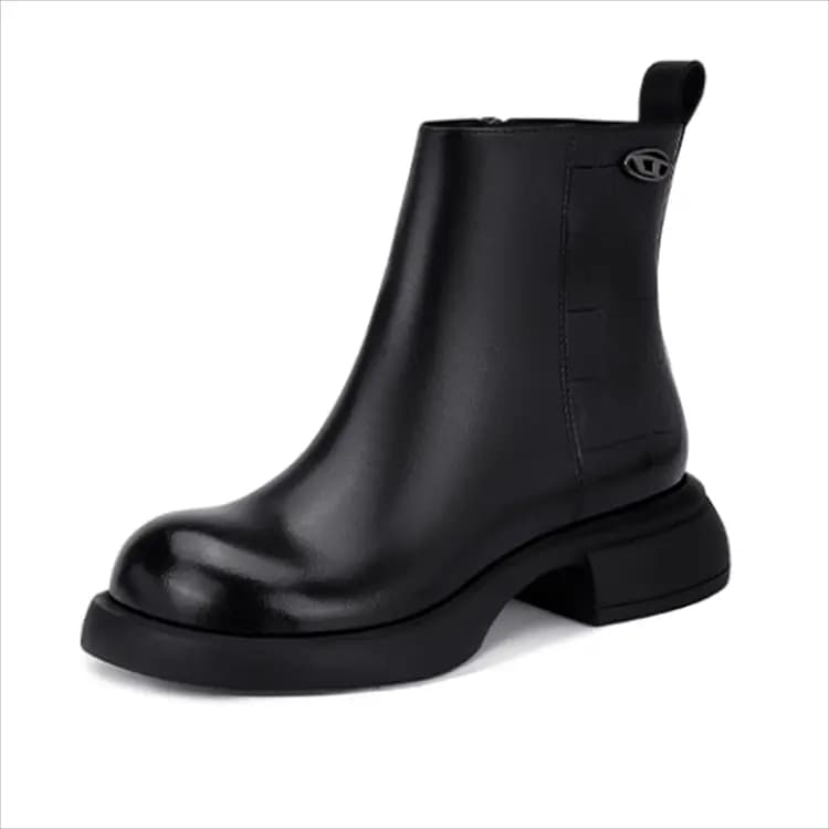 JESSICA SOPHIA Short Daily Versatile Waterproof Wool Lining Non-Freezing Thick Sole Short Boots 4cm Women's