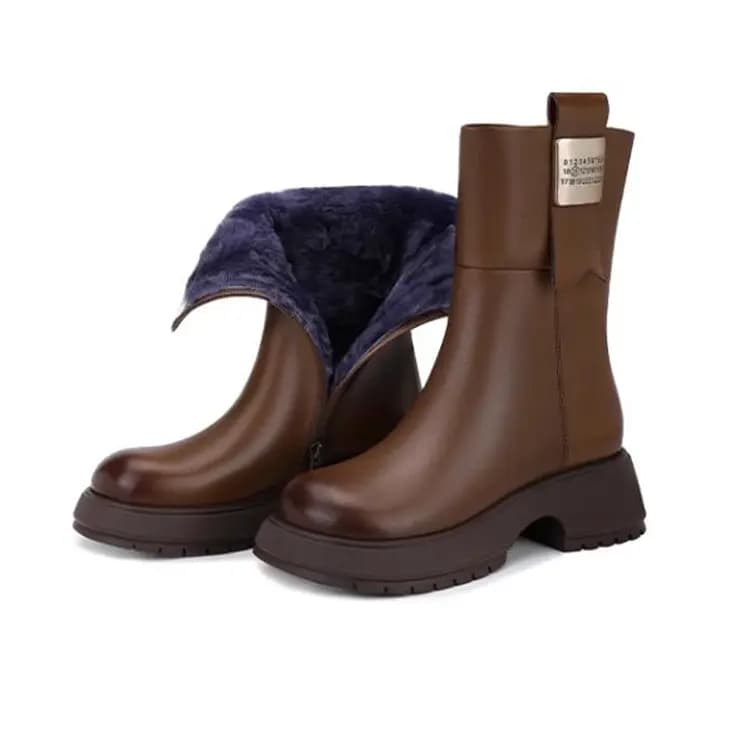 JESSICA SOPHIA Calf Leather Fashion Comfort Casual Short Boots 5cm Women's 7