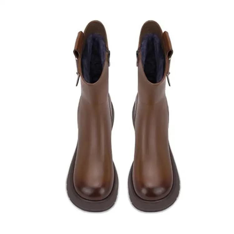 JESSICA SOPHIA Calf Leather Fashion Comfort Casual Short Boots 5cm Women's 6