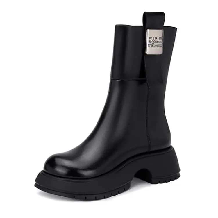 JESSICA SOPHIA Calf Leather Fashion Comfort Casual Short Boots 5cm Women's