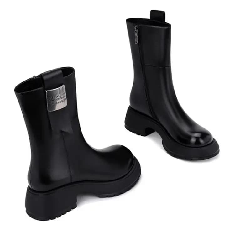 JESSICA SOPHIA Calf Leather Fashion Comfort Casual Short Boots 5cm Women's 2