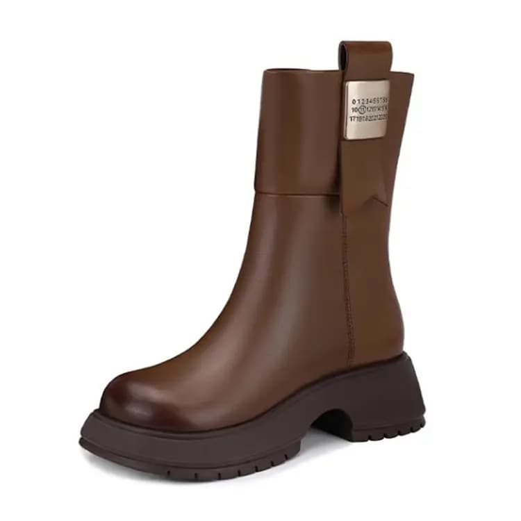 JESSICA SOPHIA Calf Leather Fashion Comfort Casual Short Boots 5cm Women's 3