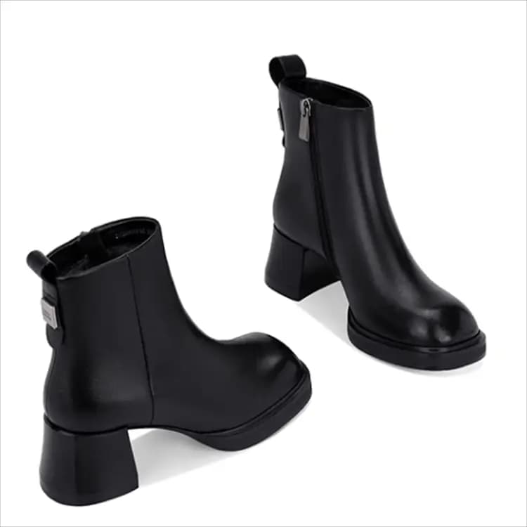 JESSICA SOPHIA Cowhide Leather Fashion Comfortable Casual Short Boots 5cm Women's 2