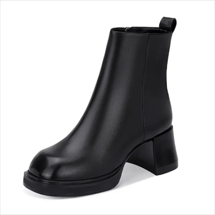 JESSICA SOPHIA Cowhide Leather Fashion Comfortable Casual Short Boots 5cm Women's