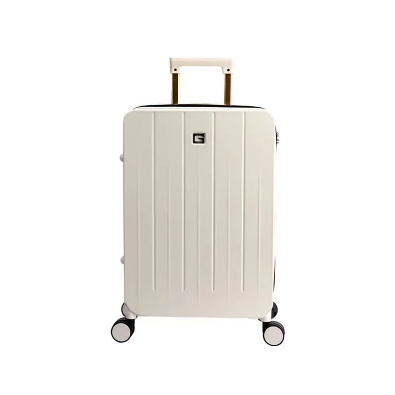 GUESS Large Capacity Durable Luggage 8 Silent Spinner Wheels PC+ABS Suitcase 20" 24" Unisex Cream/Black