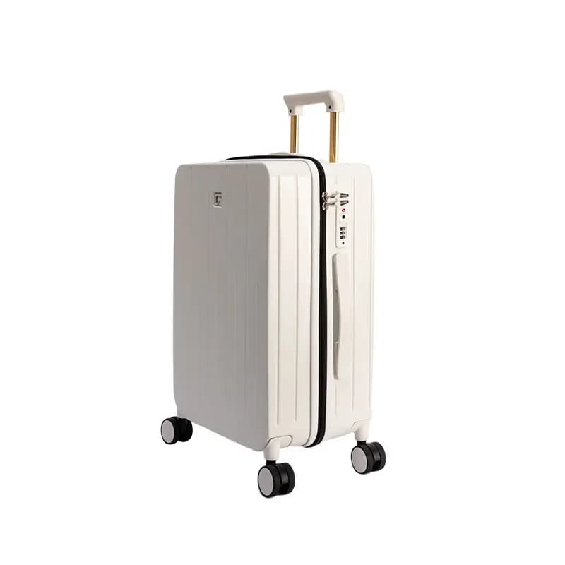 GUESS Large Capacity Durable Luggage 8 Silent Spinner Wheels PC+ABS Suitcase 20" 24" Unisex Cream/Black 2