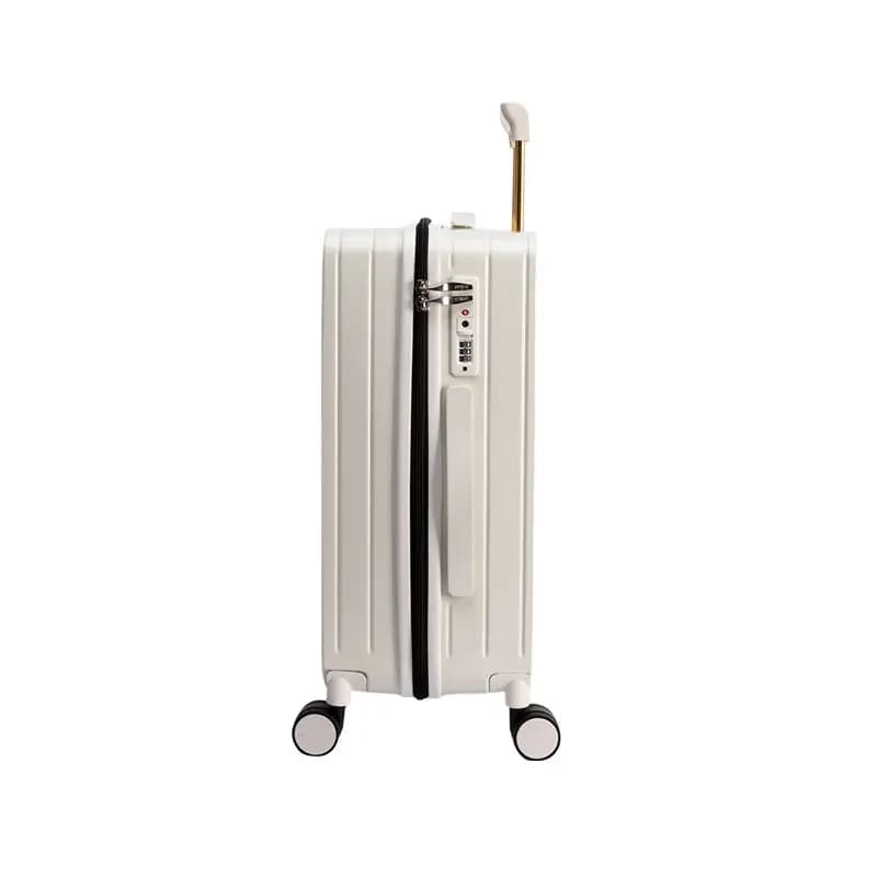 GUESS Large Capacity Durable Luggage 8 Silent Spinner Wheels PC+ABS Suitcase 20" 24" Unisex Cream/Black 3