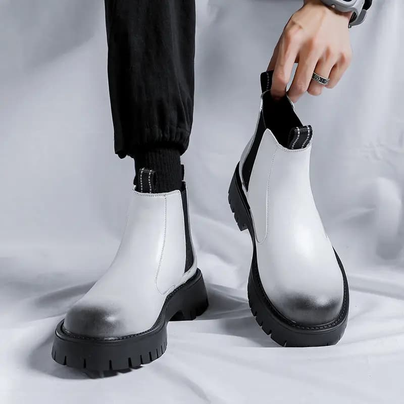 Kachiotti Microfiber Leather British Fashion Comfortable Versatile Cotton-Padded Short-Calf Chelsea Boots Men's 23