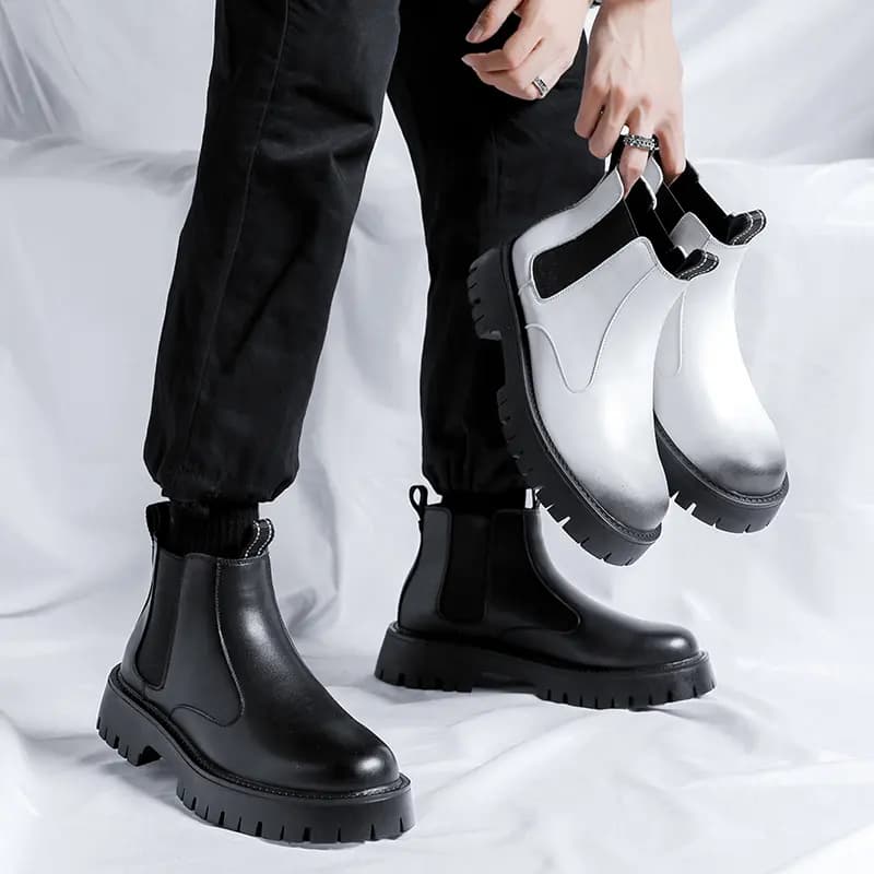Kachiotti Microfiber Leather British Fashion Comfortable Versatile Cotton-Padded Short-Calf Chelsea Boots Men's 10