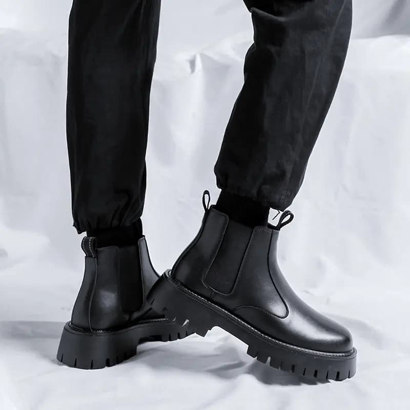 Kachiotti Microfiber Leather British Fashion Comfortable Versatile Cotton-Padded Short-Calf Chelsea Boots Men's 7