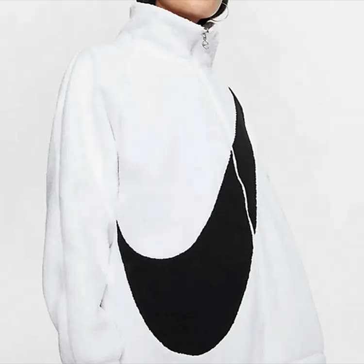 Nike Sportswear Swoosh Shearling Qadın Pencəyi Ağ 5