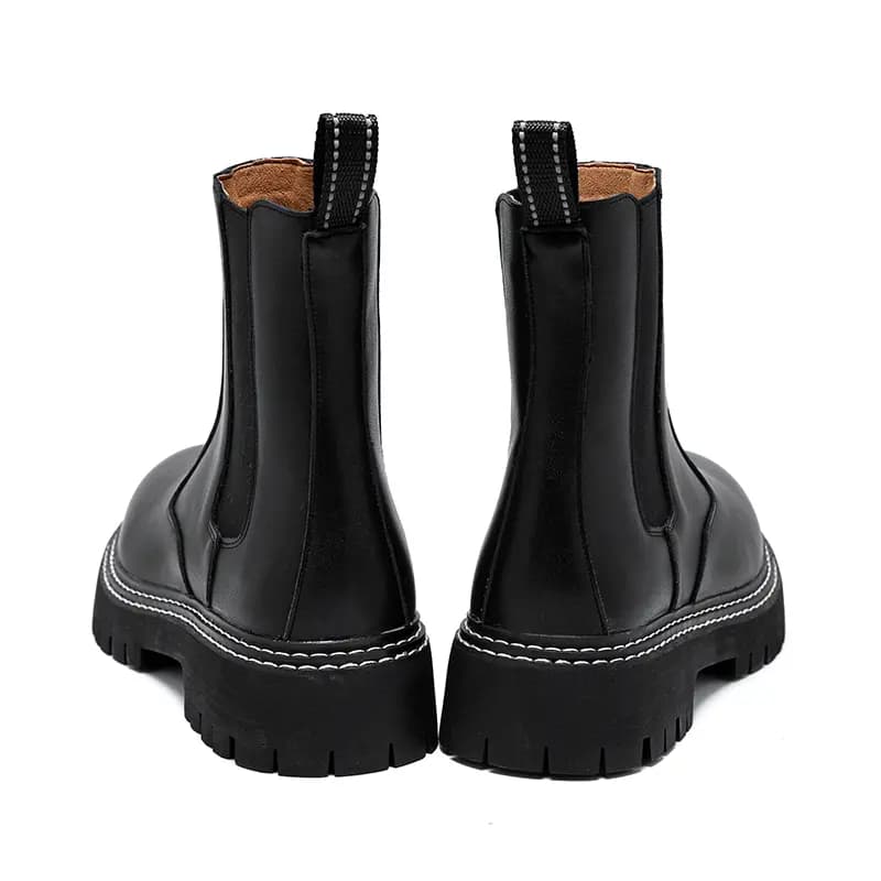 KAQIAODI Microfiber Leather British Style Fashion Slip-Resistant High-Top Chelsea Boots Men's Black 4