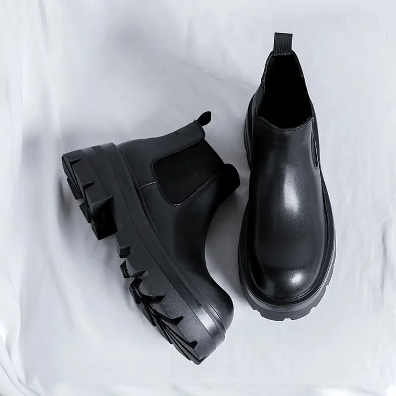 KAQIAODI Microfiber Leather British Fashion Comfortable Wear-Resistant Short Chelsea Boots Men's Black 6