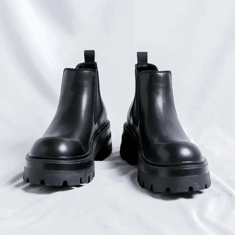 KAQIAODI Microfiber Leather British Fashion Comfortable Wear-Resistant Short Chelsea Boots Men's Black 7