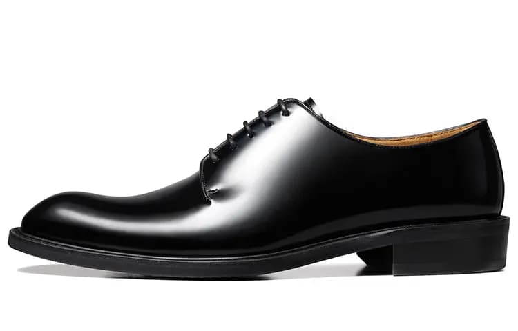 THOM WILLS Business Commute Versatile Shiny Derby Shoes Formal Leather Shoes Men's Black