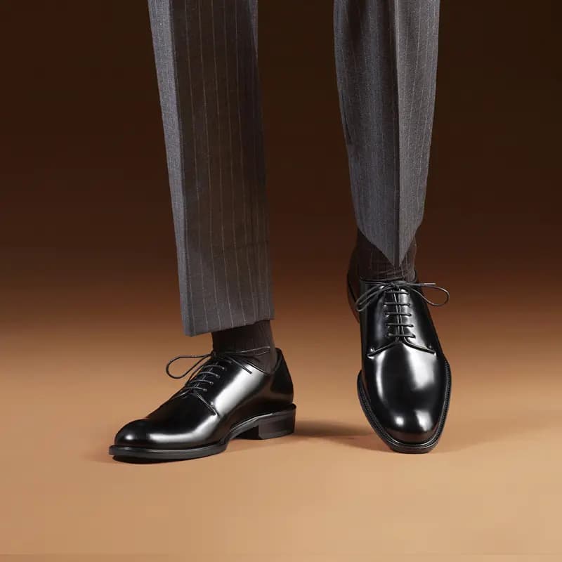 THOM WILLS Business Commute Versatile Shiny Derby Shoes Formal Leather Shoes Men's Black 6