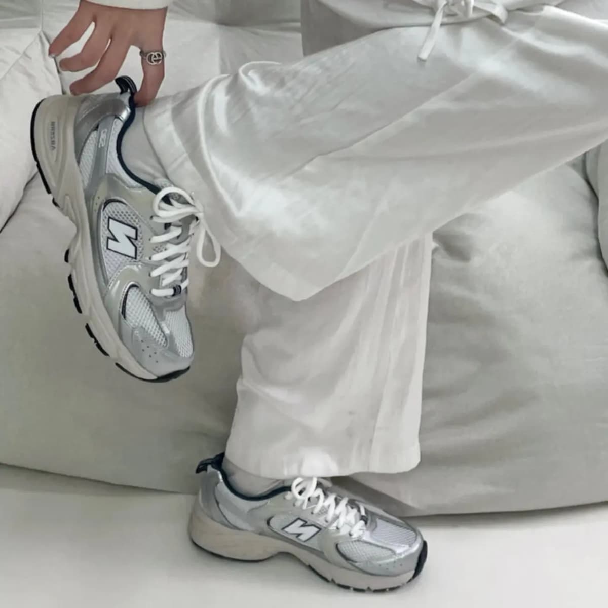 New Balance NB 530 Uşaq Qaçış Ayaqqabısı Ağ/Mavi/Gümüş 2