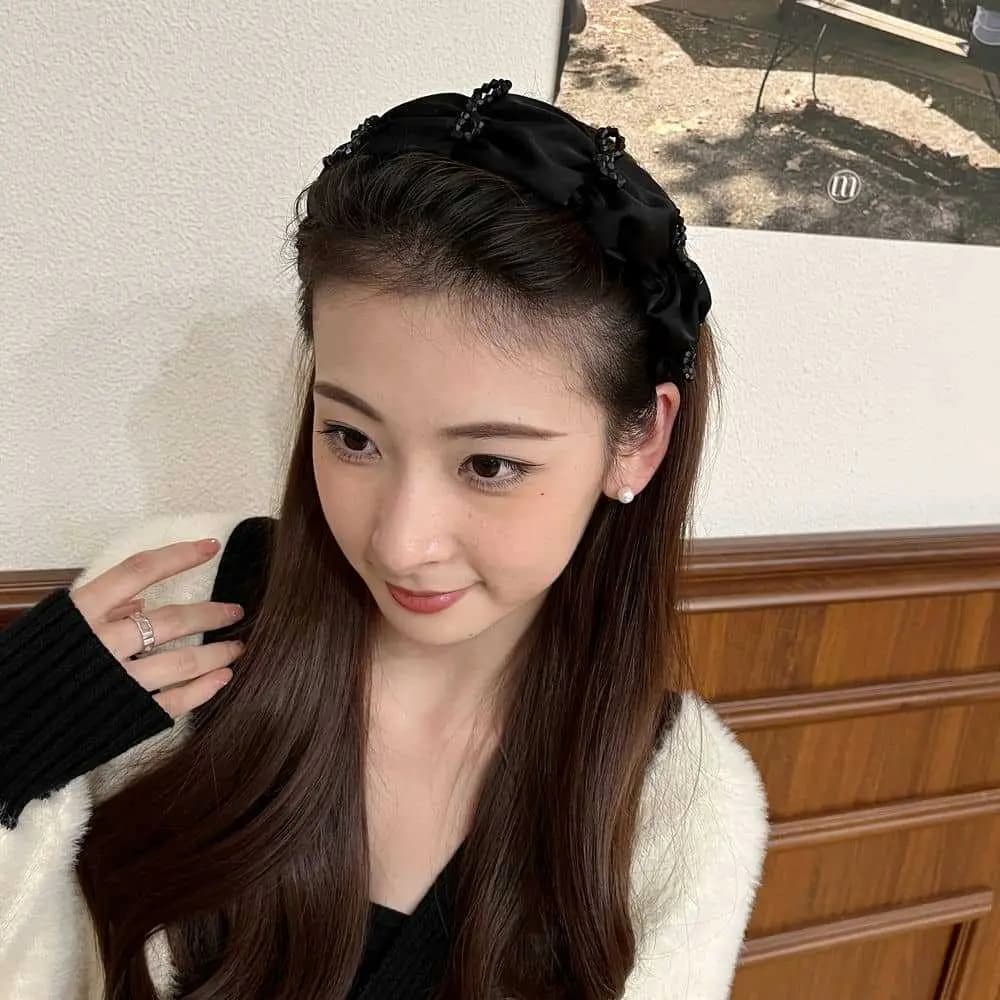OQD Bow Sponge High Crown French Retro Daily Wide Headband Women's 5
