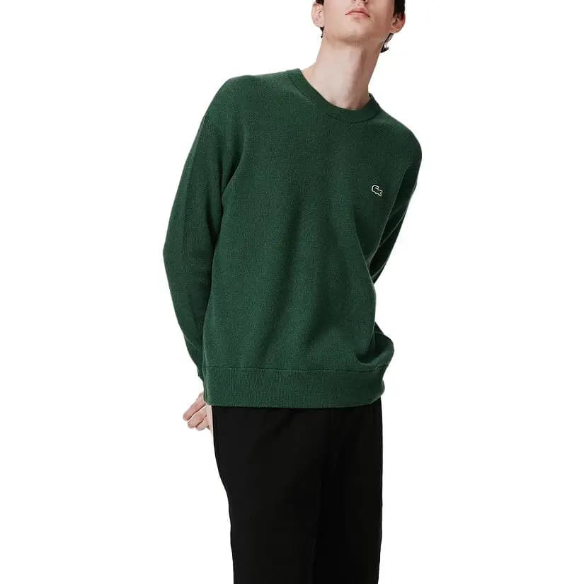 LACOSTE Solid Color Pullover Knit Sweater Men's Green 3