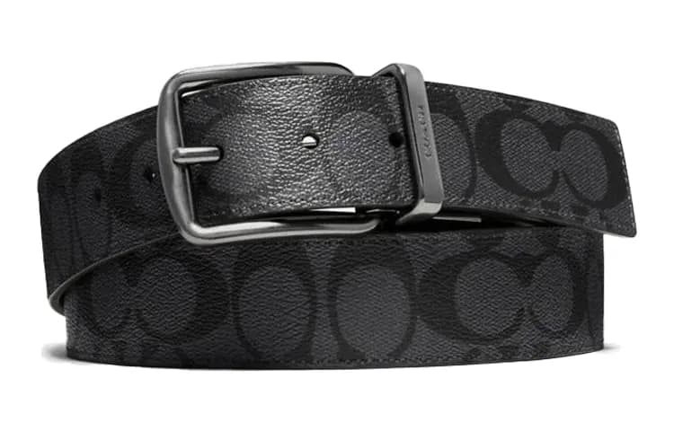 COACH Leather Belts Men's Black Width 3.8cm
