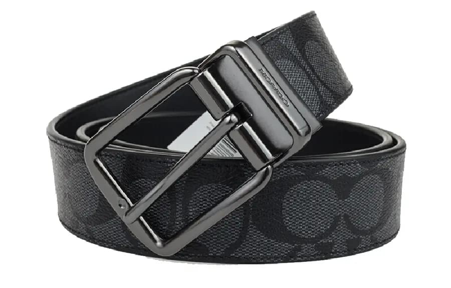 COACH Leather Belts Men's Black Width 3.8cm 2