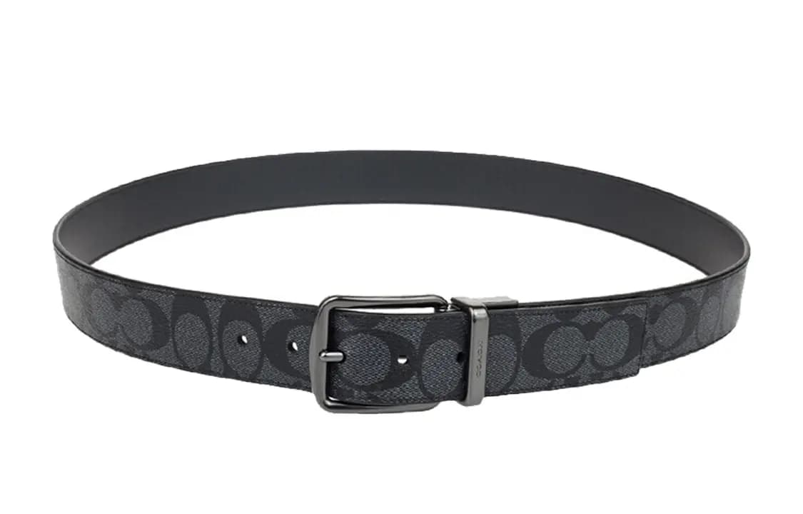 COACH Leather Belts Men's Black Width 3.8cm 6