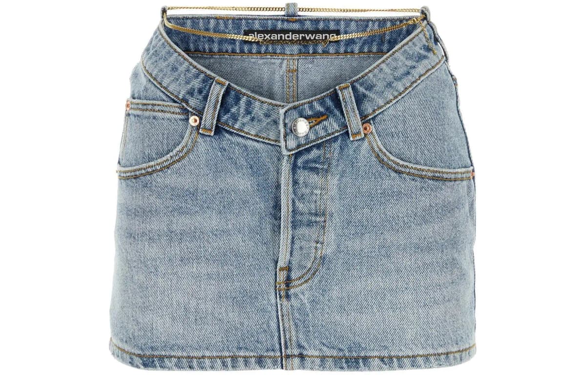 Alexander Wang Chain-embellished Denim Miniskirt