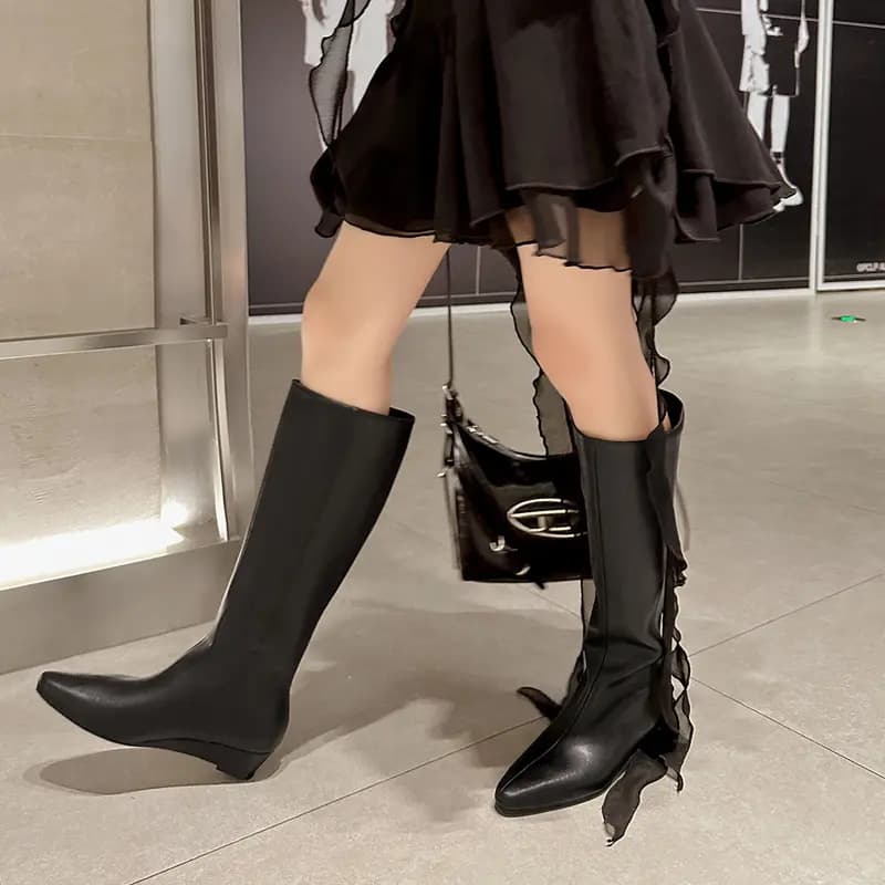 Echo&yolo Knee-high Boots 4cm Qadın Qara 10