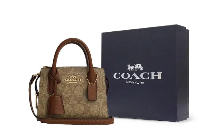 COACH Andrea Dəri Çanta Qadın Xaki 5