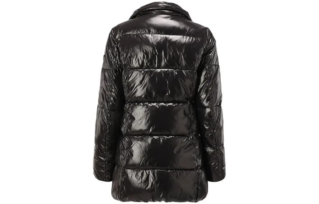EMPORIO ARMANI EA7 Solid Shiny Casual Hooded Puffer Jacket Women's Black 2