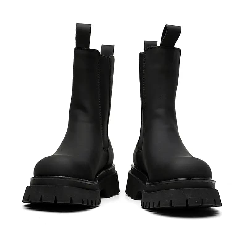 Cachiotti Microfiber Leather Thick Sole Vintage Fashion Versatile Short Chelsea Boots Men's Black 3