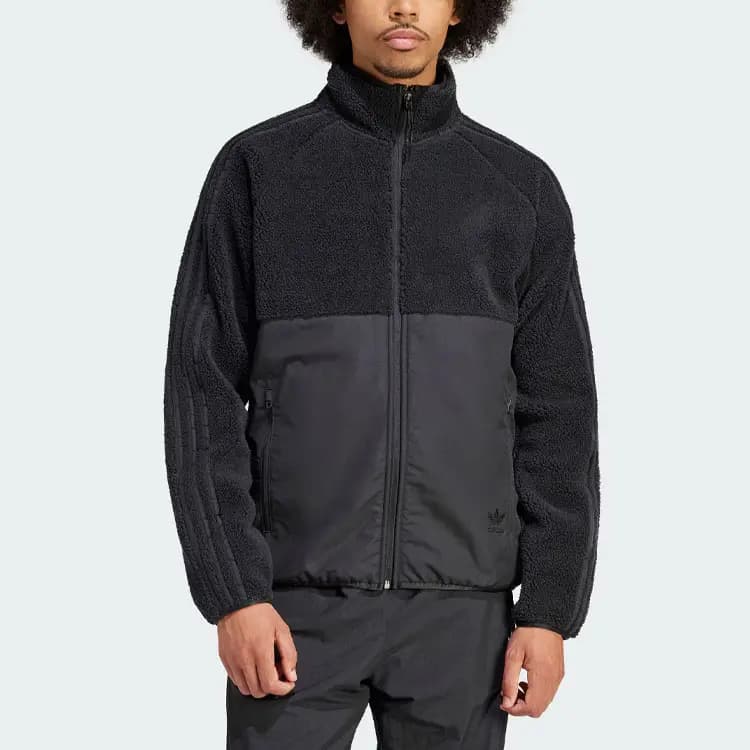 Adidas Originals Polar Fleece Full-Zip Top Velvet-feel Coat Men's Black 2