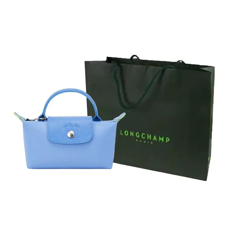 LONGCHAMP Le Pliage Green Dəri və Kətan Çanta Qadın Mavi 9