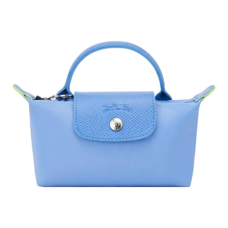 LONGCHAMP Le Pliage Green Dəri və Kətan Çanta Qadın Mavi