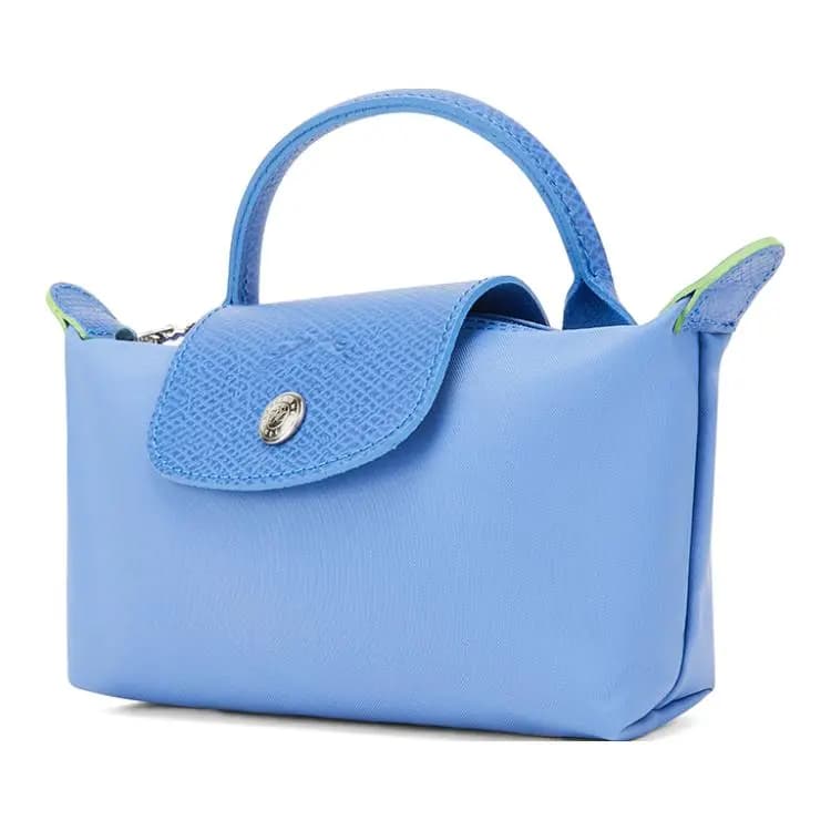 LONGCHAMP Le Pliage Green Dəri və Kətan Çanta Qadın Mavi 3