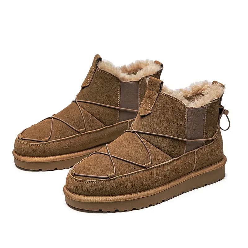 Kachioti Suede Fleece-Lined Warm Fashion Short Chelsea Boots Men's 10