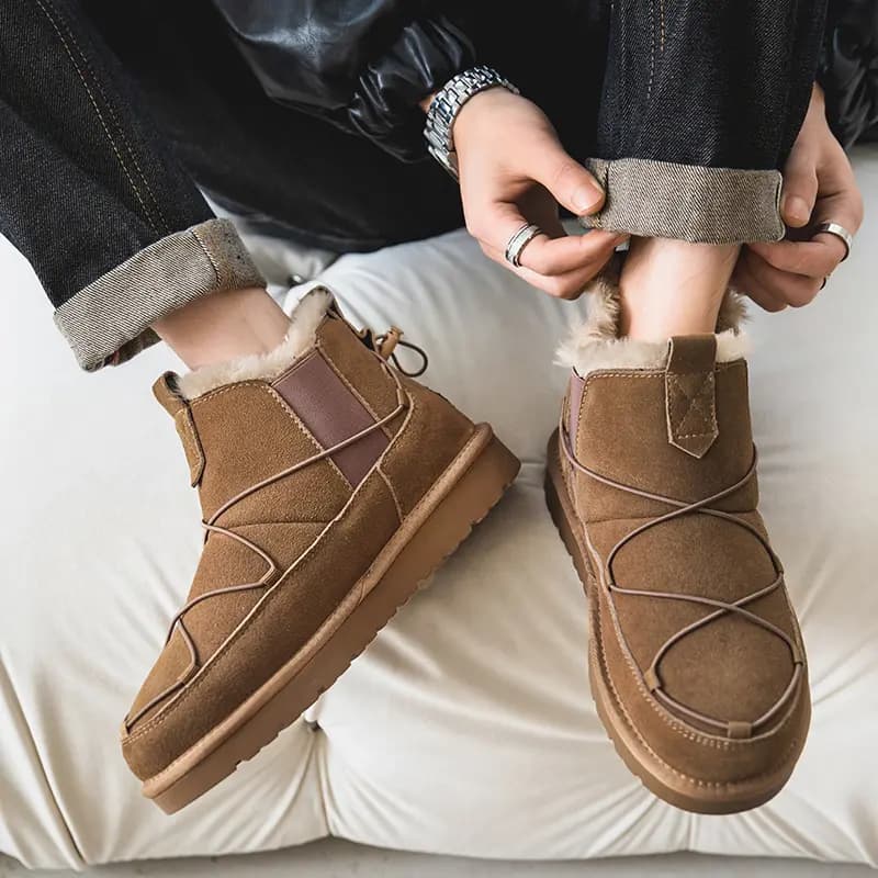 Kachioti Suede Fleece-Lined Warm Fashion Short Chelsea Boots Men's 13
