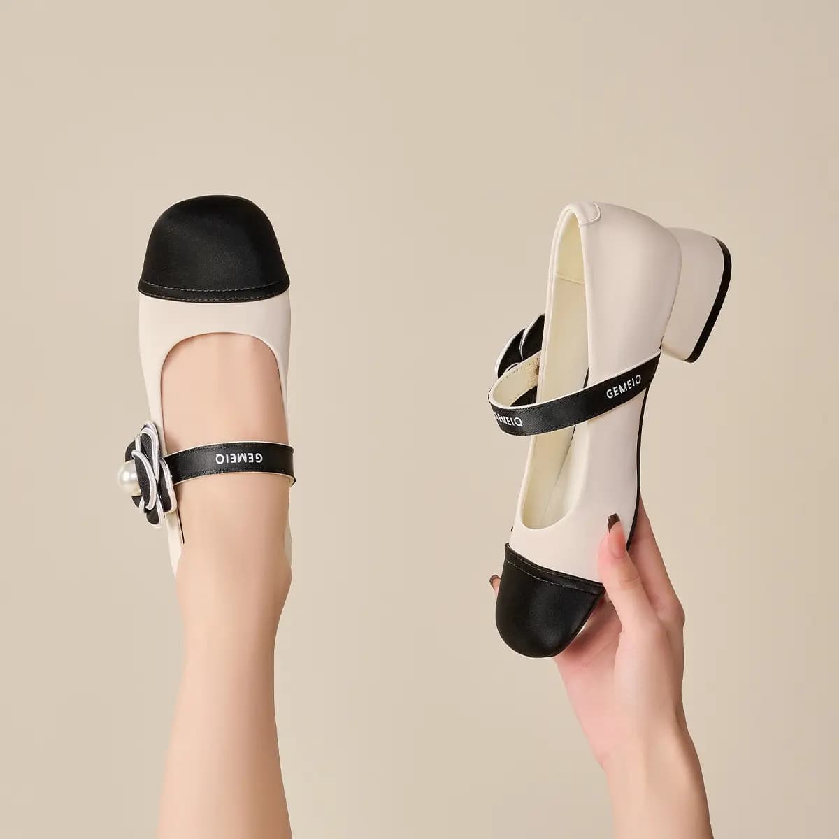 GEMEIQ Chunky Heel Mary Jane Shoes 3cm Women's 3