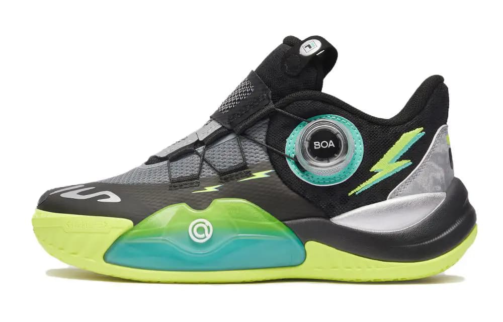 Big Kid FILA ALPHA 3 Low Cushioning Wear-Resistant Low-Top Kids Basketball Shoes Black Yellow